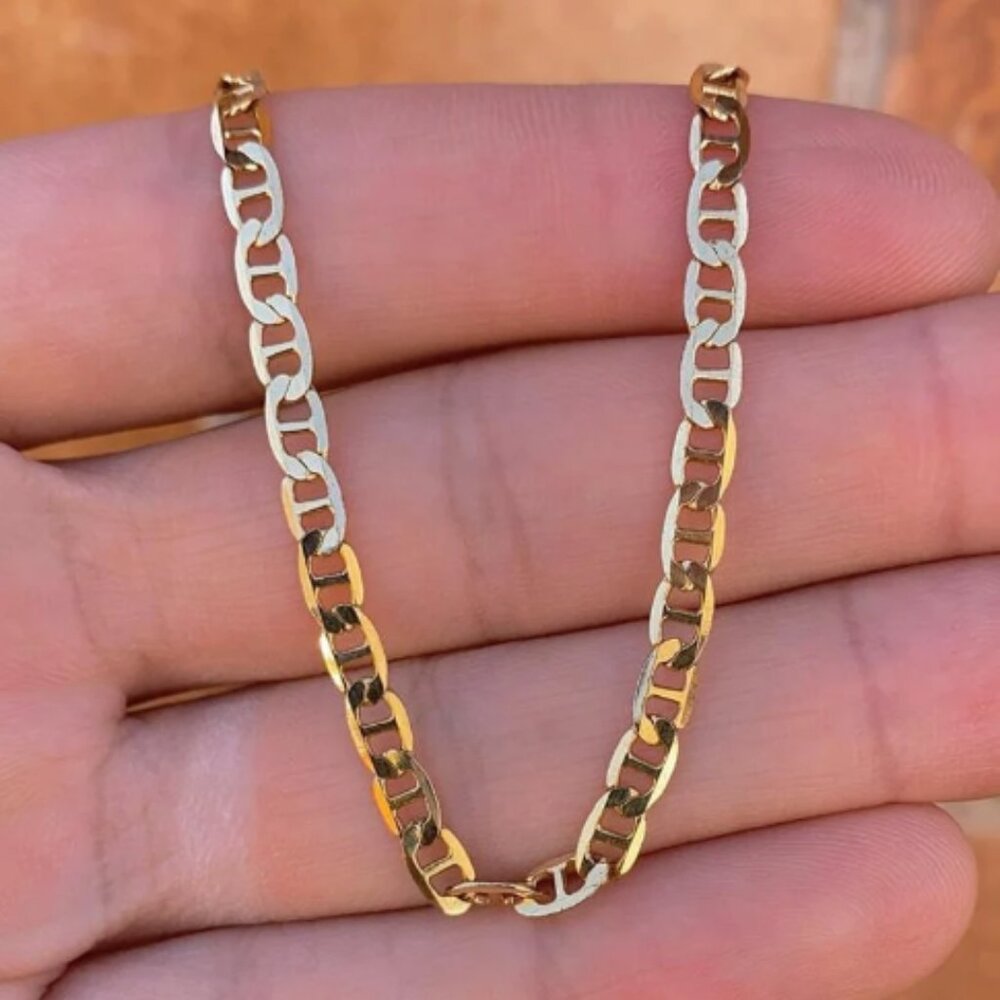 Newborn Baby Kids Childrens Boys Girls Mariner Link Bracelet 6.5" 14K Gold Filed